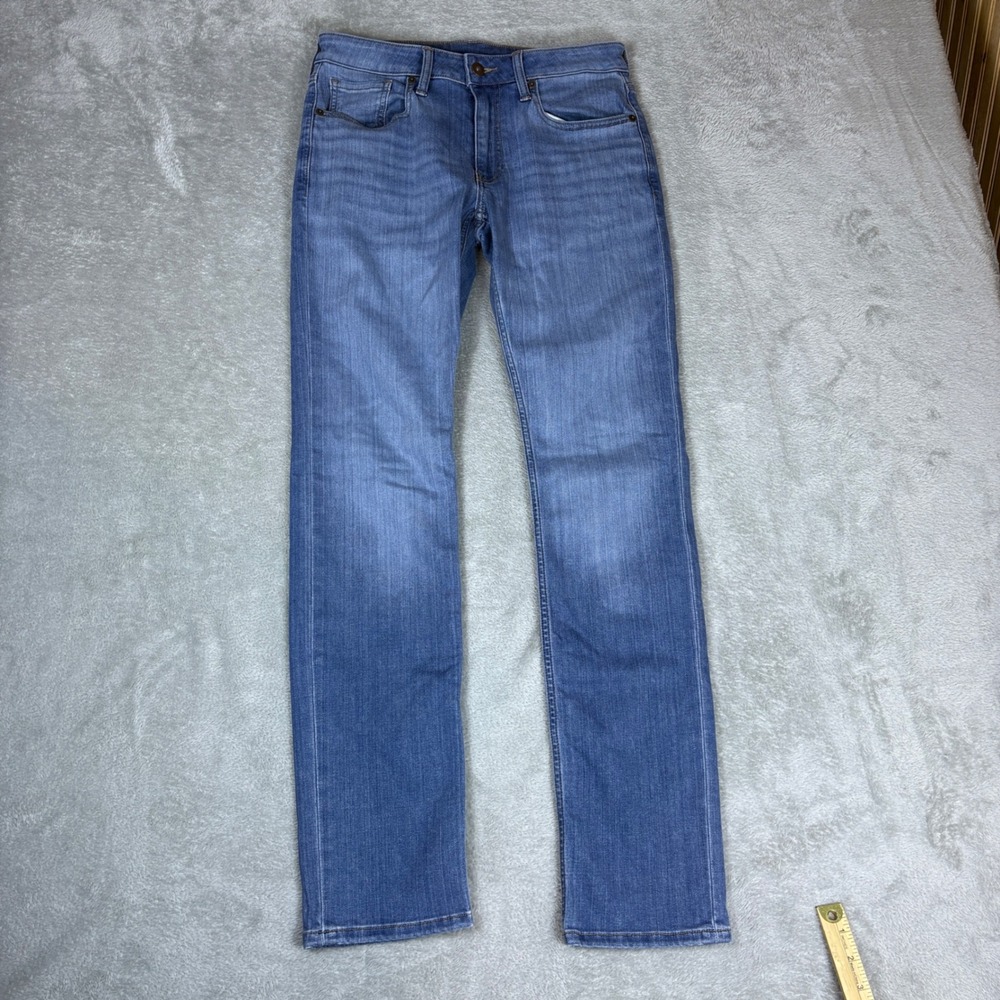 True Classic Jeans Mens 31 (Fits 30x32) Slim Fit Blue Whiskered Faded Stretch